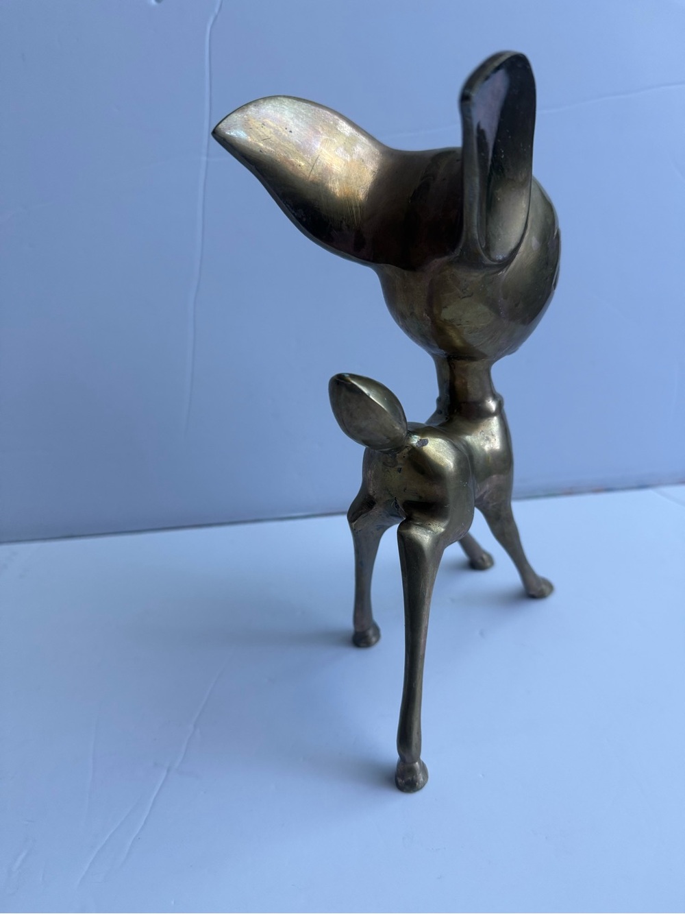 Vintage Brass Mid Century Collectible Bambi Deer Fawn Statue Figurine 8" - Picture 4 of 8